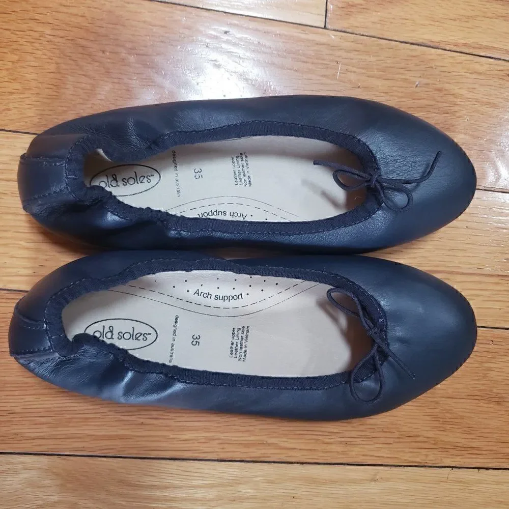 Old Soles Girls Ballet Flats Australia Leather Navy Blue EU 35 US 3.5 Womens 5.5